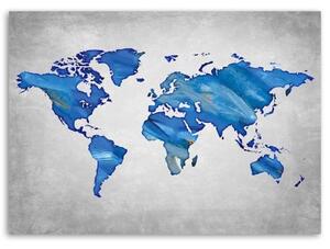 Obraz na plátně Mapa světa modrá - 60x40 cm