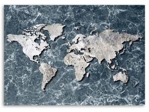 Obraz na plátně Mapa světa Marble Grey - 60x40 cm