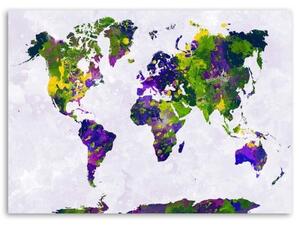 Obraz na plátně Malovaná mapa světa Office - 60x40 cm
