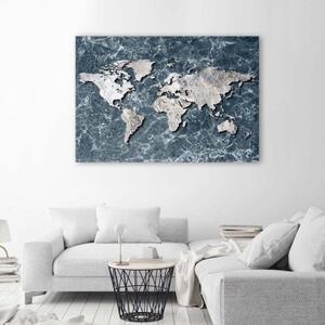 Obraz na plátně Mapa světa Marble Grey - 120x80 cm