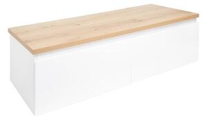 Koupelnová skříňka s krycí deskou SAT B-WAY 119x30x45 cm bílá lesk BWAY120WDOAK
