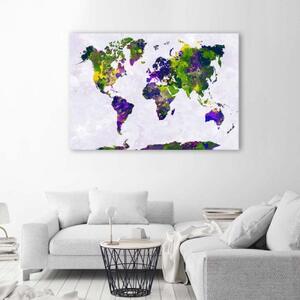 Obraz na plátně Malovaná mapa světa Office - 60x40 cm
