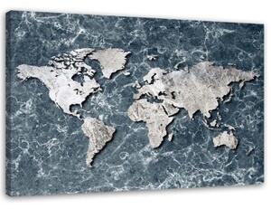 Obraz na plátně Mapa světa Marble Grey - 90x60 cm