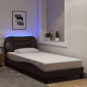 Rám postele s LED bez matrace Hvar tmavě hnědý 80 x 200 cm textil 3213665