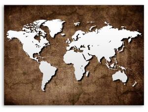 Obraz na plátně Mapa starého světa Retro kancelář - 100x70 cm