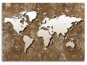 Obraz na plátně Abstrakce mapy světa hnědá - 100x70 cm