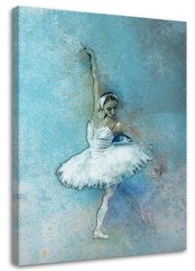Obraz na plátně Bílá baletka tyrkysový - 80x120 cm