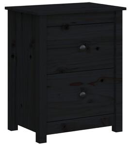 Noční stolek černý 50 x 35 x 61,5 cm masivní borové dřevo