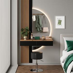 Toaletní stolek Vicco Melina Dub/černá 100 cm se zrcadlem LED a stoličkou, Model 58446