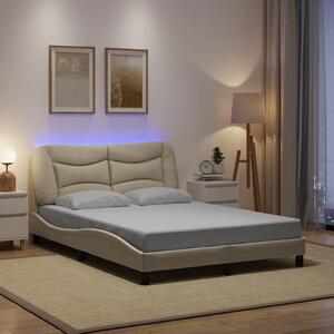 Rám postele s LED bez matrace Hvar Cream 140x190 cm Látka 3213702