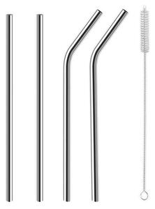 Nerezové nápojové brčko 4 ks a kartáček na čištění délka 18 cm