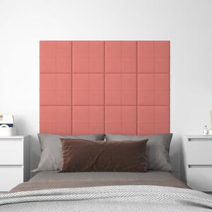Nástěnné panely 12 ks růžové 30 x 30 cm samet 1,08 m²