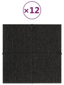 Nástěnné panely 12 ks černé 30 x 30 cm textil 1,08 m²
