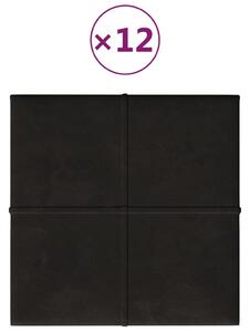 Nástěnné panely 12 ks černé 30 x 30 cm samet 1,08 m²