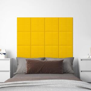 Nástěnné panely 12 ks žluté 30 x 30 cm samet 1,08 m²