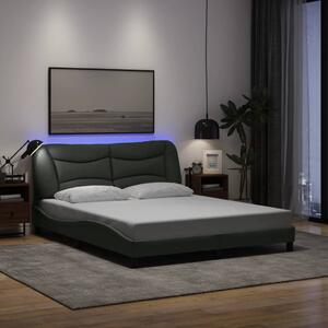 Rám postele s LED bez matrace Hvar Tmavě šedá 160x200 cm Látka 3213712