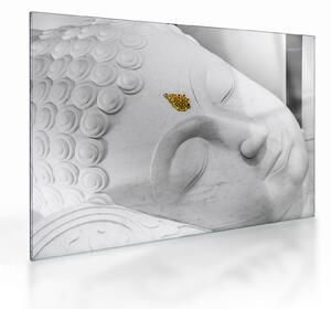 Skleněný obraz - Bílý Buddha (70x50 cm)