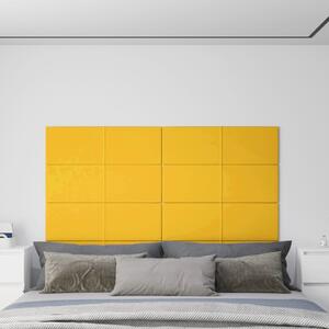 Nástěnné panely 12 ks žluté 90 x 30 cm samet 3,24 m²