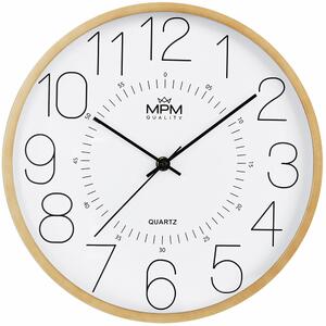 Designové plastové hodiny bílé/světle hnědé MPM E01.4233