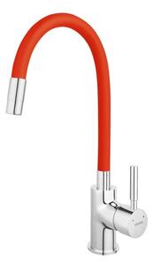 Dřezová baterie Novaservis se silikonovým ramínkem červená/chrom 70710,0CV