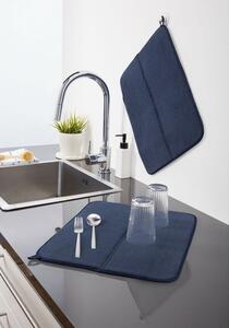 LIVARNO HOME Podložka na odkapávání nádobí, 2dílná sada (tmavě modrá) (100345930002)