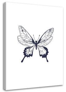 Obraz na plátně Malovaný motýl Černá a bílá - 80x120 cm