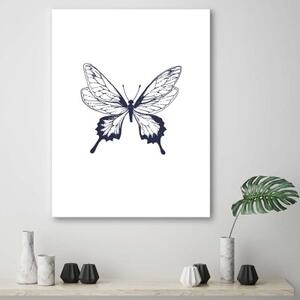 Obraz na plátně Malovaný motýl Černá a bílá - 70x100 cm