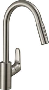 Dřezová baterie Hansgrohe Focus M41 s vytahovací sprškou, 2 proudy vzhled nerezu 31815800