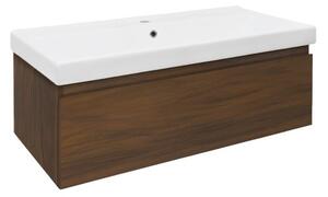 Koupelnová skříňka s umyvadlem SAT B-Way 99x30x45 cm ořech mat BWAY100NUTU1