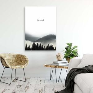 Obraz na plátně Horský les v mlze - 40x60 cm