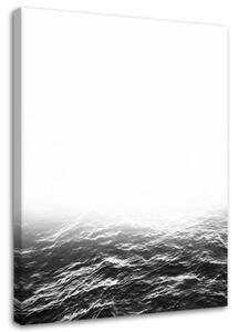 Obraz na plátně Vlny moře Černá a bílá - 60x90 cm