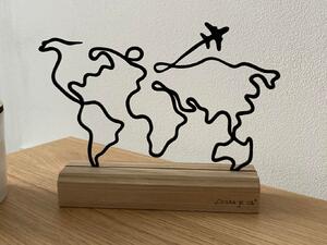 Kovová dekorace Mapa světa Stojánek: 