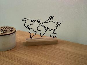 Kovová dekorace Mapa světa Stojánek: "I na malé cestě se dají zažít velká dobrodružství."