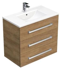 Koupelnová skříňka s umyvadlem SAT Cube Way 80x76,5x46 cm dub Hickory CUBE46803DHMOD