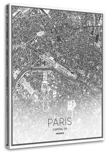 Obraz na plátně Mapa města Paříž - 80x120 cm