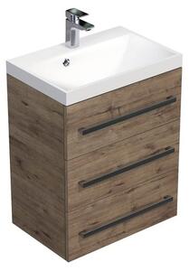 Koupelnová skříňka s umyvadlem SAT Cube Way 60x76,5x40 cm dub wellington CUBE2603DW
