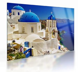 Skleněný obraz - Santorini, Řecko (70x50 cm)
