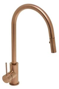 Dřezová baterie SAT Aurum s vytahovací sprškou, 2 proudy broušená rose gold SATBAUR286BRG