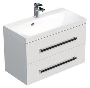 Koupelnová skříňka s umyvadlem SAT Cube Way 80x40 cm bílá lesk CUBE280ZBL