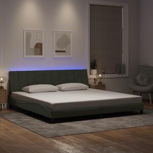 Rám postele s LED osvětlením bez matrace Hanko světle šedý 200 x 200 cm samet 3213799