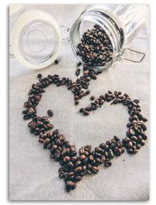 Obraz na plátně Káva Heart Bean - 40x60 cm