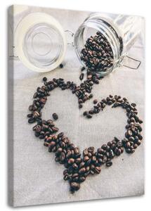 Obraz na plátně Káva Heart Bean - 70x100 cm