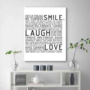 Obraz na plátně Úsměv smích láska výroky - 40x60 cm