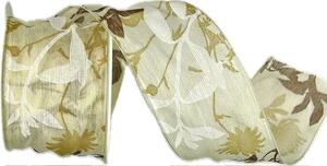 Podzimní stuha bavlněná Autumn Bloom – Golden Whisper 40mm x 2m (14,-Kč/m)