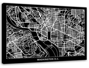 Obraz na plátně Washington DC Mapa města - 120x80 cm