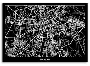 Obraz na plátně Varšava Mapa města - 60x40 cm