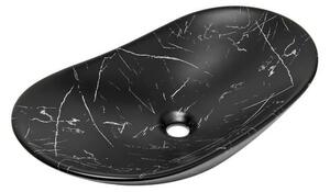 Umyvadlo na desku SAT Infinitio 61,5x36 cm černý matný mramor, bez přepadu SATINF61536MRBKM