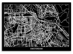 Obraz na plátně Amsterdam Mapa města - 60x40 cm