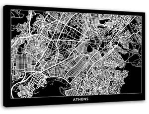 Obraz na plátně Athény Mapa města - 90x60 cm