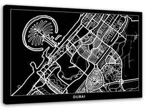 Obraz na plátně Mapa města Dubaj - 60x40 cm